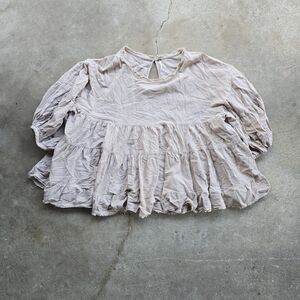 Free People Oversized Boho Slouchy Tiered Blouse Medium